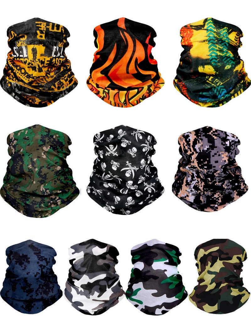 Satinior 10 Pieces Seamless Bandanas Face Mask magic scarf Neck Gaiter Breathable Bandana for for Music Festivals, Raves Outdoor Using (Color Set 1) - Image 1