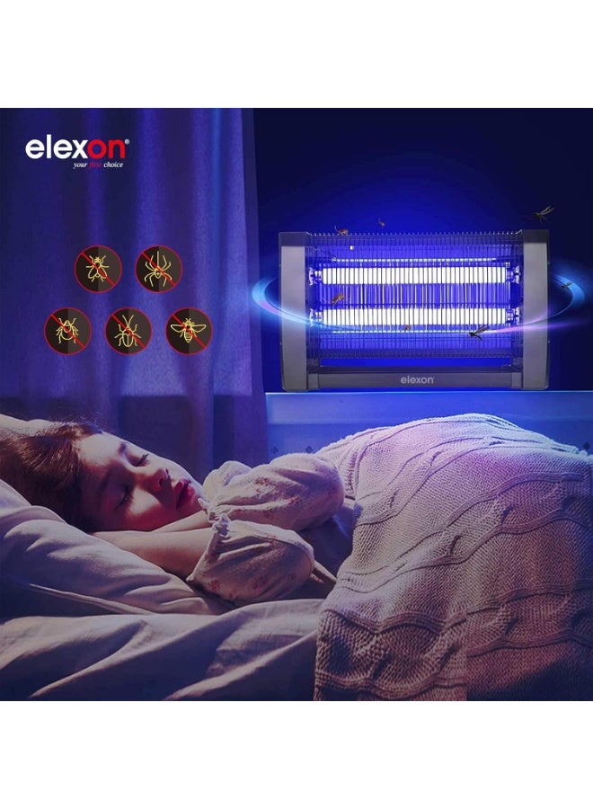 إليكسون مصباح قاتل الحشرات الطائرة، جهاز كهربائي أصلي 100% للاستخدام الداخلي والخارجي، مصيدة بعوض عالية الطاقة بالأشعة فوق البنفسجية بقوة 11 وات، مكافحة حشرات فعالة للمنزل والفناء والحديقة الخلفية والتخييم في الهواء الطلق - Image 4