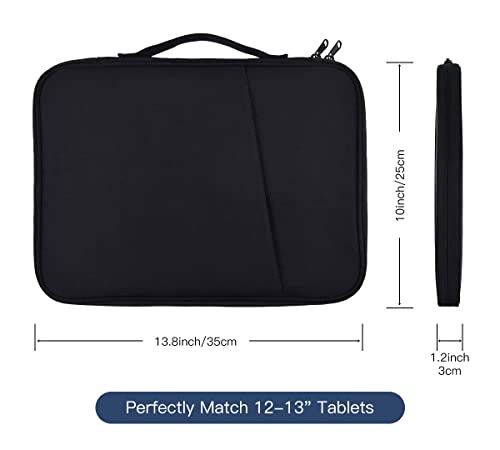 CASEDAO 12-12.9 Inch Tablet Sleeve Bag for 12.4" Samsung Galaxy Tab S10+ S9+ Plus/S8+/S7+ Plus/S7 FE,2025 13" iPad Air M3 M2/iPad Pro M5 M4/Pro 12.9"/Microsoft Surface Go 2 12.4"/Pro 11 10 Carrying Case-Black - Image 2
