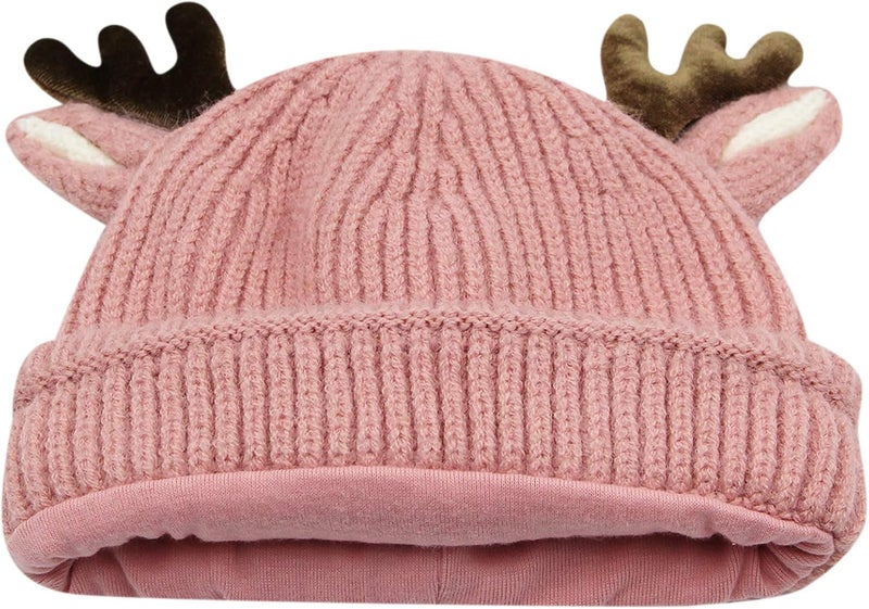leomoste Baby Beanie Hat Cute Antlers Reindeer Crochet Knitted Hat Winter Warm Cap for Toddler Boys Girls - Image 5