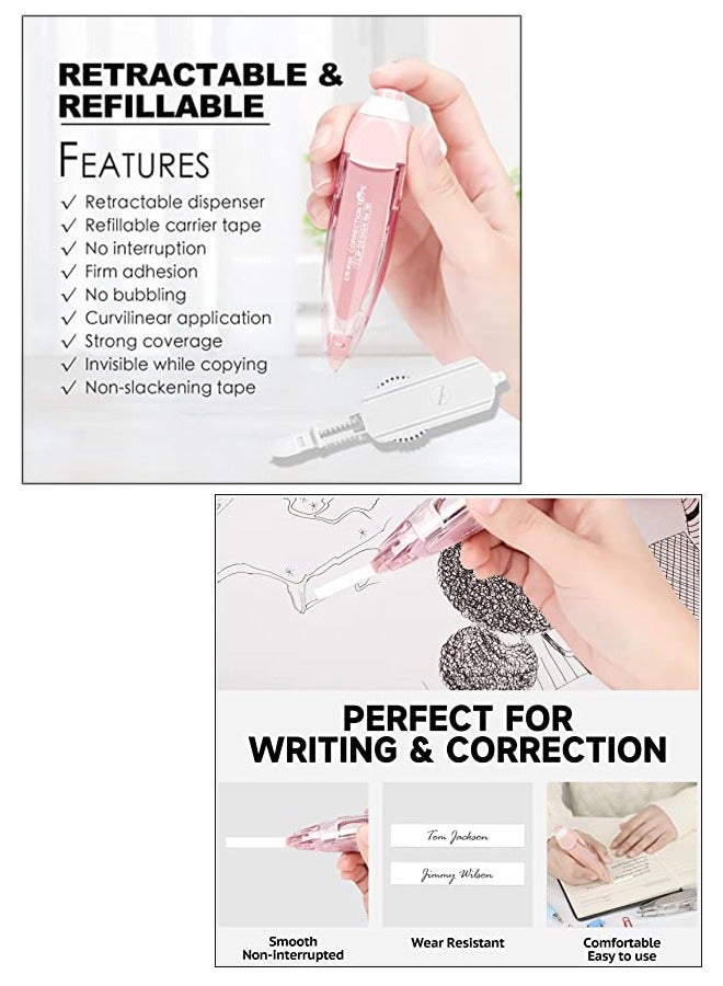 4 قطع من شريط تصحيح أبيض قابل لإعادة الملء سريع الجفاف وقابل لإعادة التعبئة ، وأداة وضع أقلام قابلة للاستبدال وقابلة لإعادة التعبئة ، وشريط جمالي ياباني لطيف ، ومستلزمات قرطاسية الطلاب (أزرق ، وردي ، - Image 4