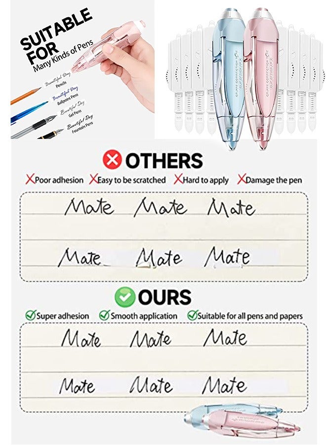 4 قطع من شريط تصحيح أبيض قابل لإعادة الملء سريع الجفاف وقابل لإعادة التعبئة ، وأداة وضع أقلام قابلة للاستبدال وقابلة لإعادة التعبئة ، وشريط جمالي ياباني لطيف ، ومستلزمات قرطاسية الطلاب (أزرق ، وردي ، - Image 3