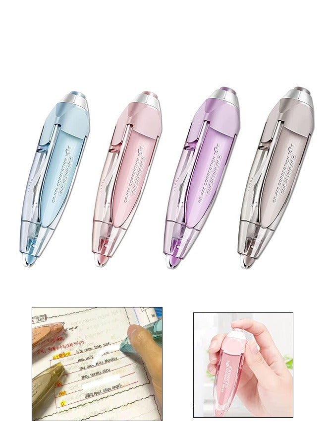 4 قطع من شريط تصحيح أبيض قابل لإعادة الملء سريع الجفاف وقابل لإعادة التعبئة ، وأداة وضع أقلام قابلة للاستبدال وقابلة لإعادة التعبئة ، وشريط جمالي ياباني لطيف ، ومستلزمات قرطاسية الطلاب (أزرق ، وردي ، - Image 1