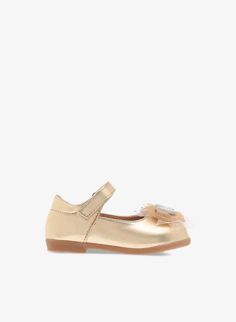 Flora Bella By Shoexpress Girls Floral Bella Bow Embellished Mary Jane Shoes with Hook and Loop Closure Ramadan Collection