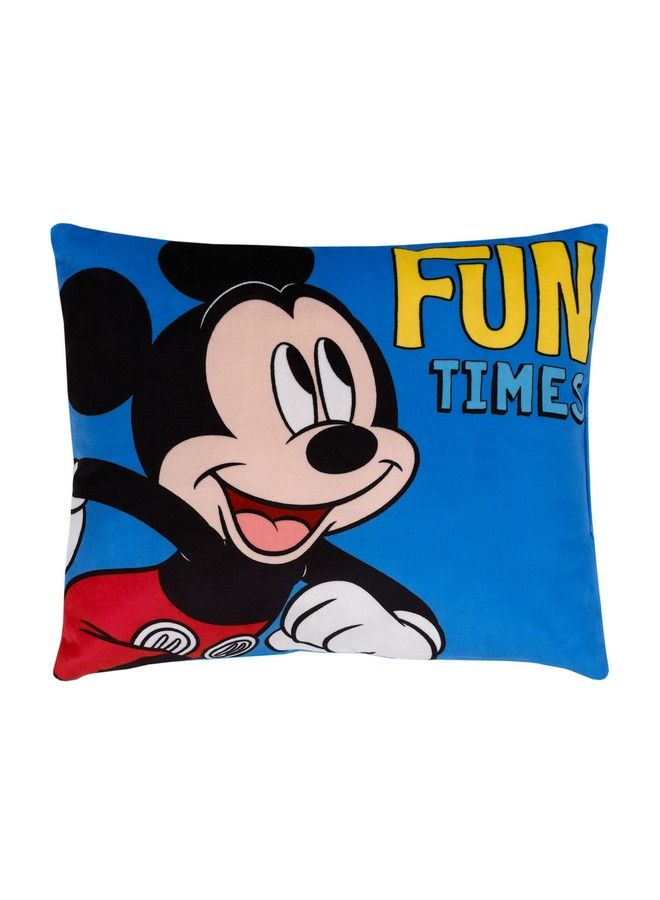 NoJo Disney Mickey Mouse Funhouse Crew Blue Red Black And Yellow"Fun Times" Super Soft Toddler Pillow - Image 2