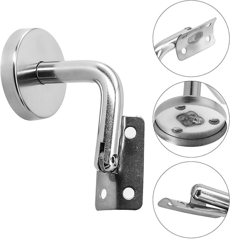 قوس درابزين من الفولاذ المقاوم للصدأ لدعم درابزين الزجاج على الجدران والسلالم، فضي، مقاس 1 2x6x6 سم - Image 3