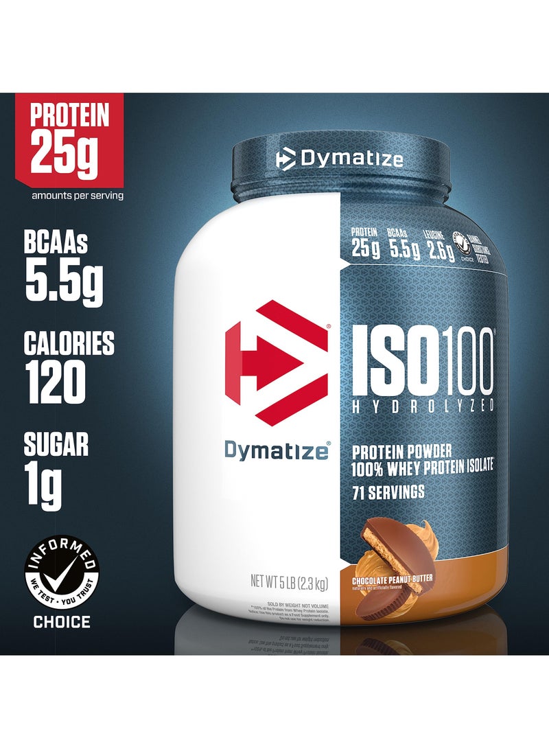 Dymatize Iso 100 Hydrolysed 100% Whey Protein Isolate Chocolate Peanut Butter Flavor 5Lb - Image 3