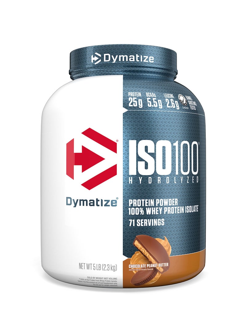 Dymatize Iso 100 Hydrolysed 100% Whey Protein Isolate Chocolate Peanut Butter Flavor 5Lb - Image 1