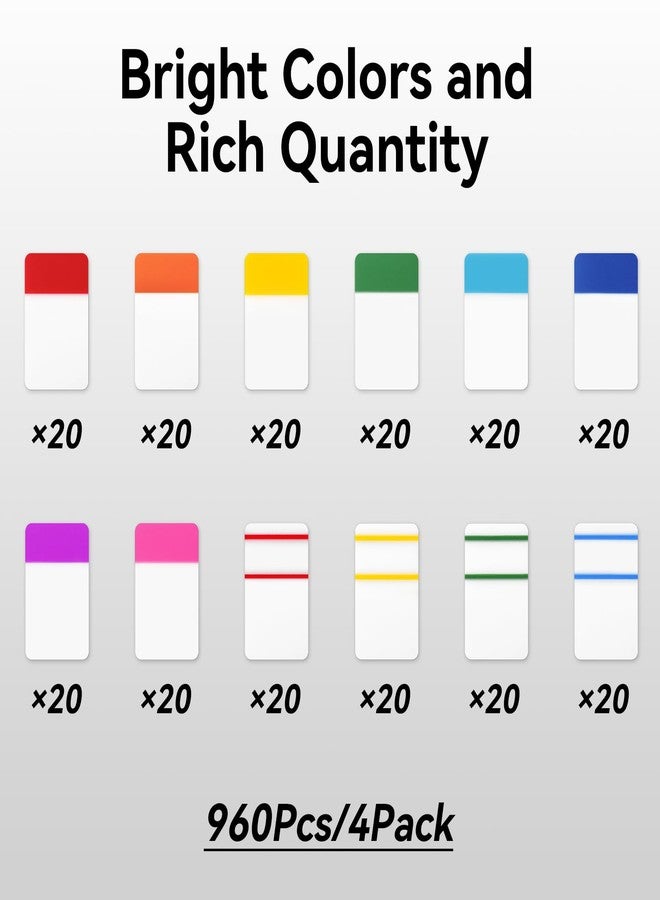 Tecreddy 960 Pieces Tabs 1 Inch Sticky Index Tabs, Colored Page Markers Repositionable Divider Tabs for Notebooks, Binder, File Folders, Books (48 Sets 12 Colors) - Image 3