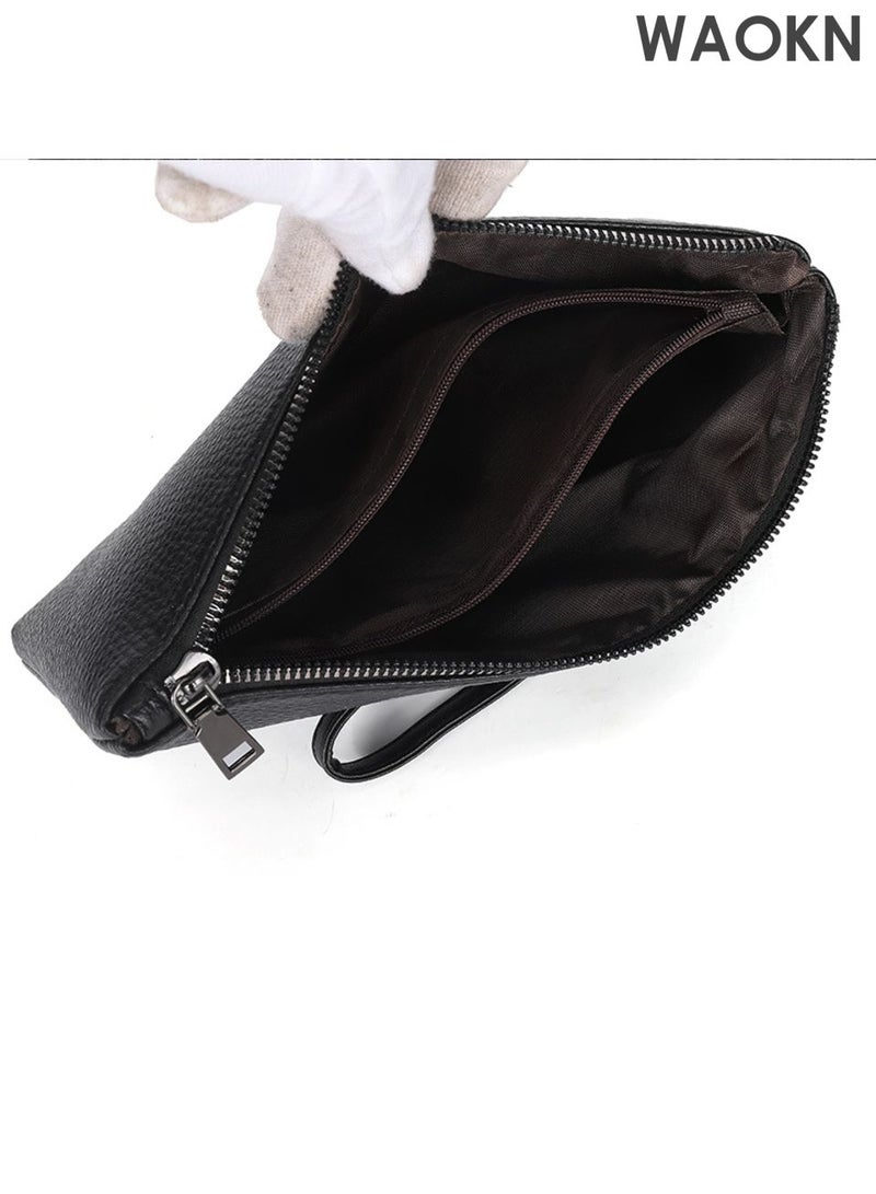 دبليو أيه أو كي أن حقيبة رأس الأسد الترفيهية ، الكلاسيكية على غرار المظروف المحمولة حقيبة خفيفة الوزن ذات القدرة الكبيرة ، تصميم أنيق ومتعدد الاستخدامات ، أعمال بسيطة ، حقيبة معصم للرجال ، دائمة ومقاومة للقذارة وغير مشوهة بسهولة. - Image 4