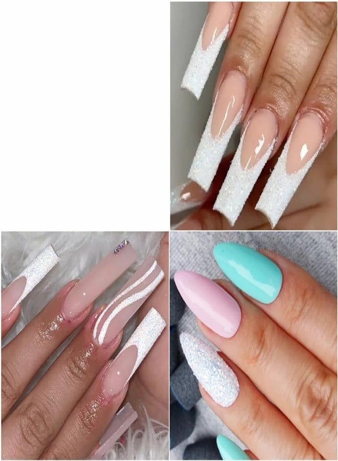 Bellecrey 0.2mm White Fine Ultra Fine Nail Paillette Powder Festival Nail Art Glitters Iridescent Dust White Sequins Shiny Nail Pigment for Nail Art Resin DIY Decorations - Image 3