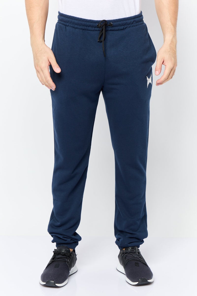 TapouT Men Regular Fit Drawstring Brand Logo Jogger Pants, Navy  - Image 1