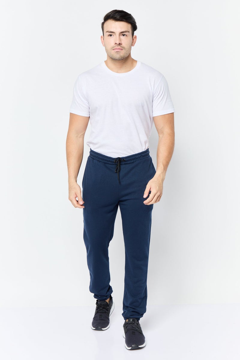 TapouT Men Regular Fit Drawstring Brand Logo Jogger Pants, Navy - Image 2