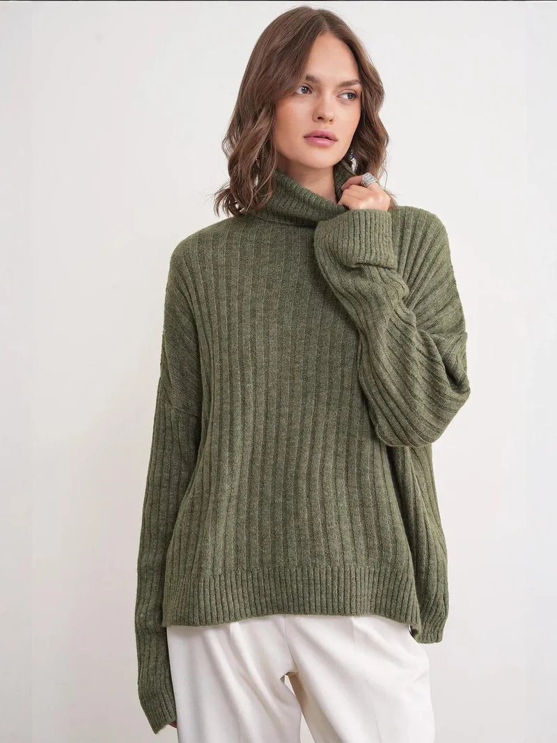 MixRay Mixray Oversize Ribbed Turtleneck Sweater