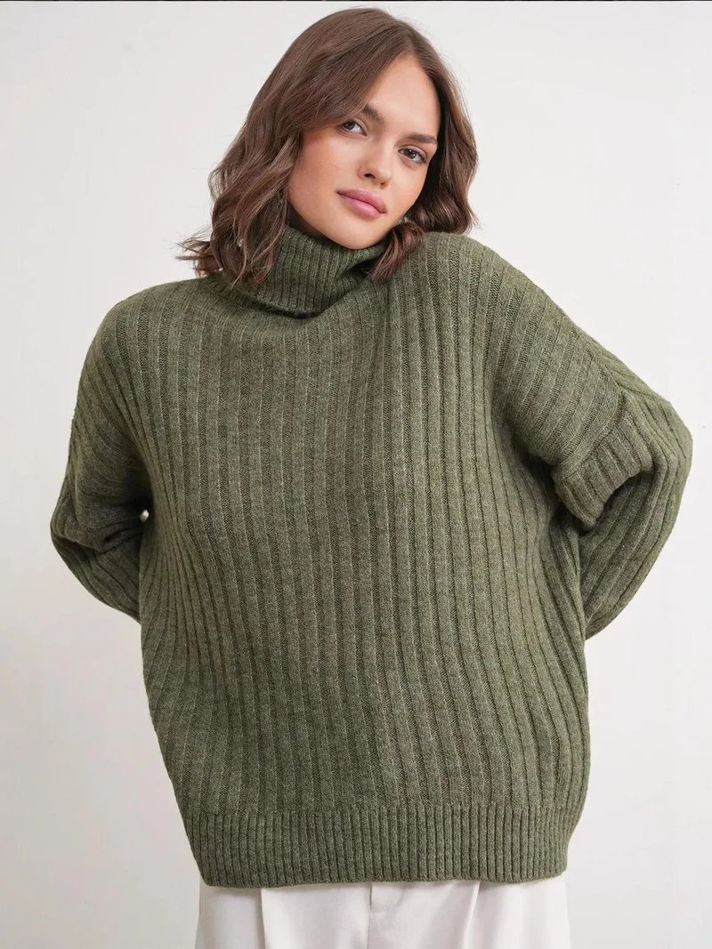 MixRay Mixray Oversize Ribbed Turtleneck Sweater