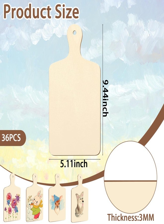 Retainbre 36 Pcs Mini Wooden Cutting Board for Crafts Small Charcuterie Boards Bulk with Handles Unfinished Wood Paddle Blank Chopping Plank for DIY Kitchen Thanksgiving Christmas Cooking Decor (9.4" X 5.1") - Image 3