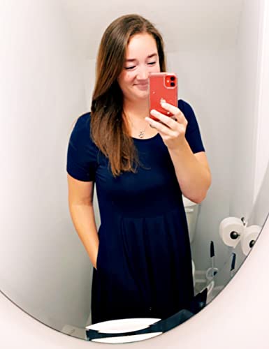 Tralilbee Women Plus Size Casual T-Shirt Swing Dress with Pockets Navy Blue 2XL - Image 3
