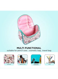 أساسيات المواد غير الغذائية حقيبة مستحضرات تجميل بطبعة زهور من NFI Essentials حقيبة مكياج حقيبة مستحضرات تجميل حقيبة مجوهرات حقيبة أقلام أدوات مكتبية منظم سفر حقيبة سفر هدية زفاف (Y45)، متعدد الألوان  - Image 3