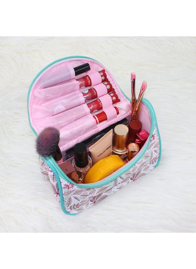 NFI essentials NFI essentials Floral Print Cosmetics Pouch Makeup Pouch Vanity Case Jewellery Pouch Stationery Pencil Case Travel Organiser Travel Pouch Bridal Gift (Y45), Multicolor  - Image 2
