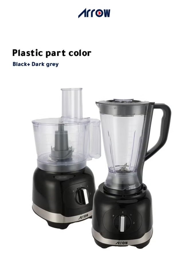 Arrow 8 in 1 Food Processor - 2.4 Liter, 800 Watt - Blender, Mincer - Grater - Slicer - Dough Maker - Black & Grey - Multi-purpose kitchen tool for chopping, cutting and kneading - RO-07FPD - Image 3