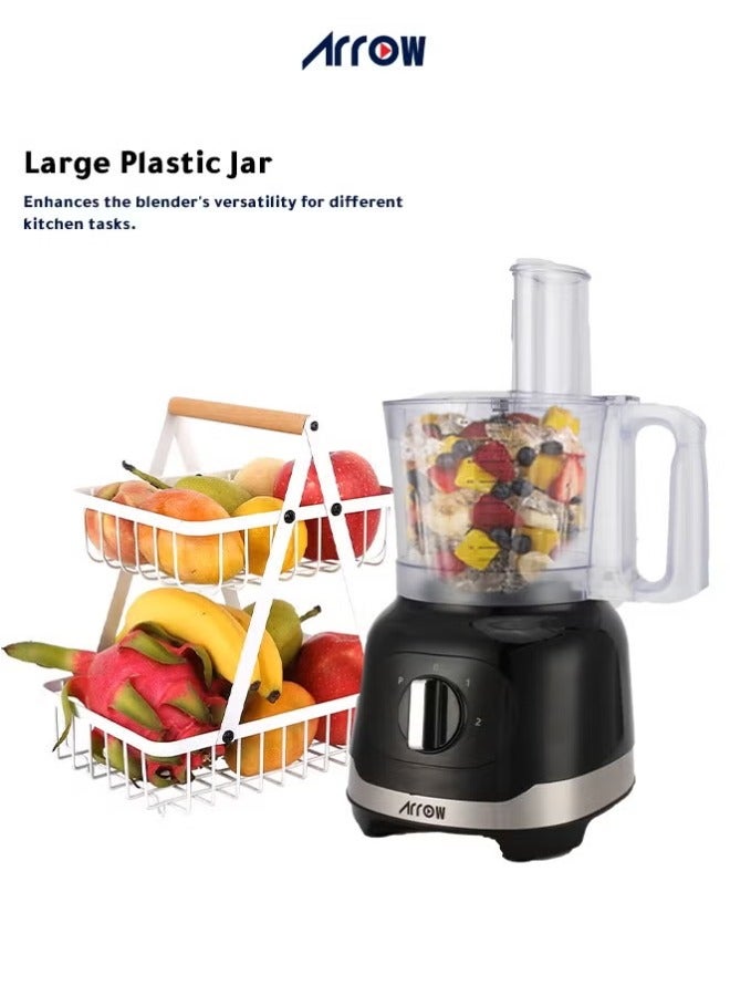 Arrow 8 in 1 Food Processor - 2.4 Liter, 800 Watt - Blender, Mincer - Grater - Slicer - Dough Maker - Black & Grey - Multi-purpose kitchen tool for chopping, cutting and kneading - RO-07FPD - Image 5