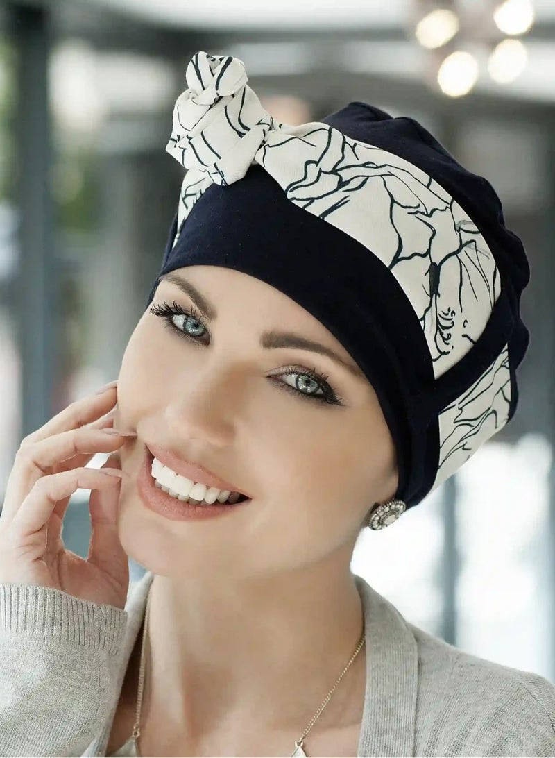 Rung Yanna Navy White Lilium - Ladies Head Scarves - Image 1
