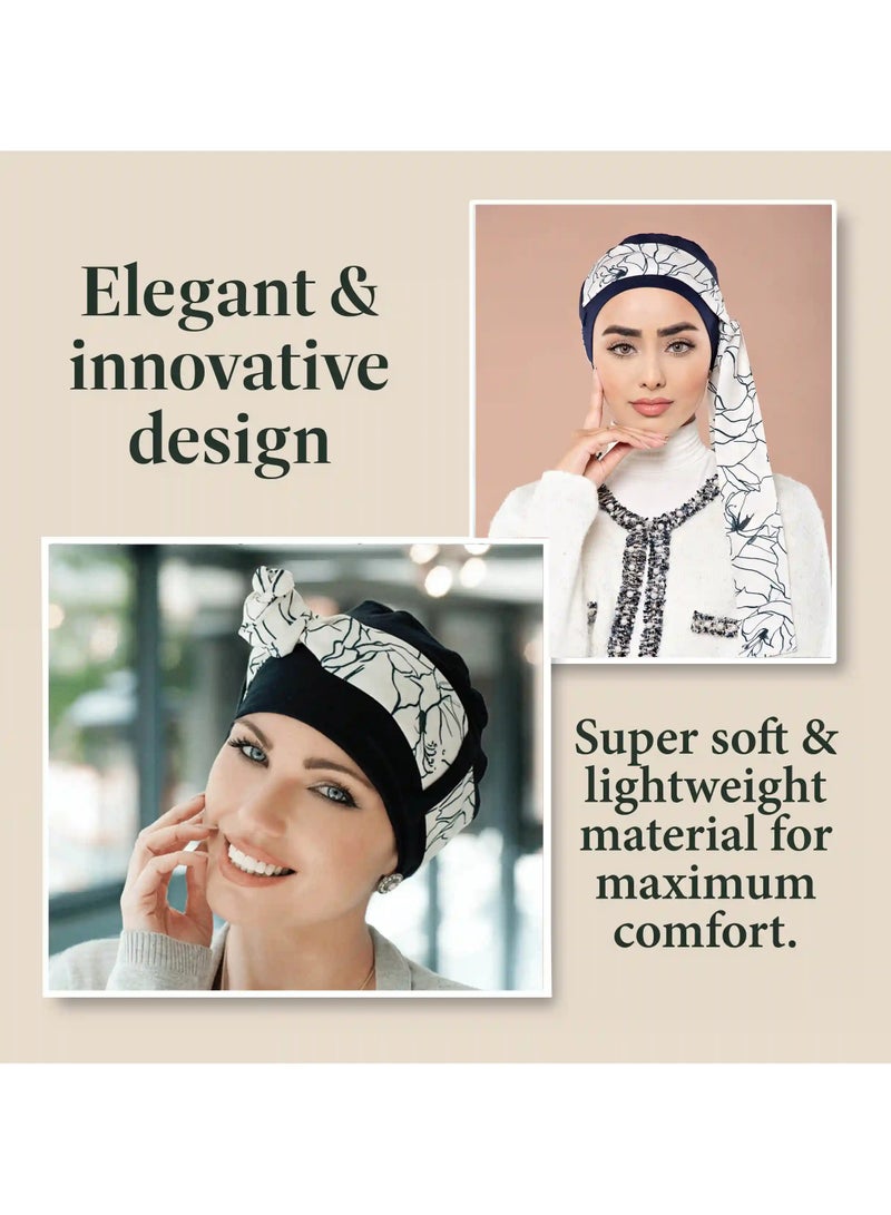 Rung Yanna Navy White Lilium - Ladies Head Scarves - Image 2