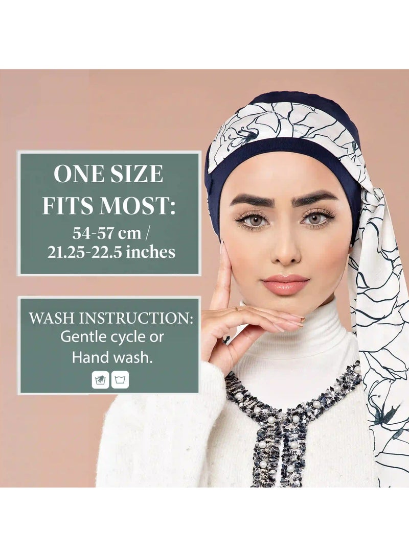Rung Yanna Navy White Lilium - Ladies Head Scarves - Image 4