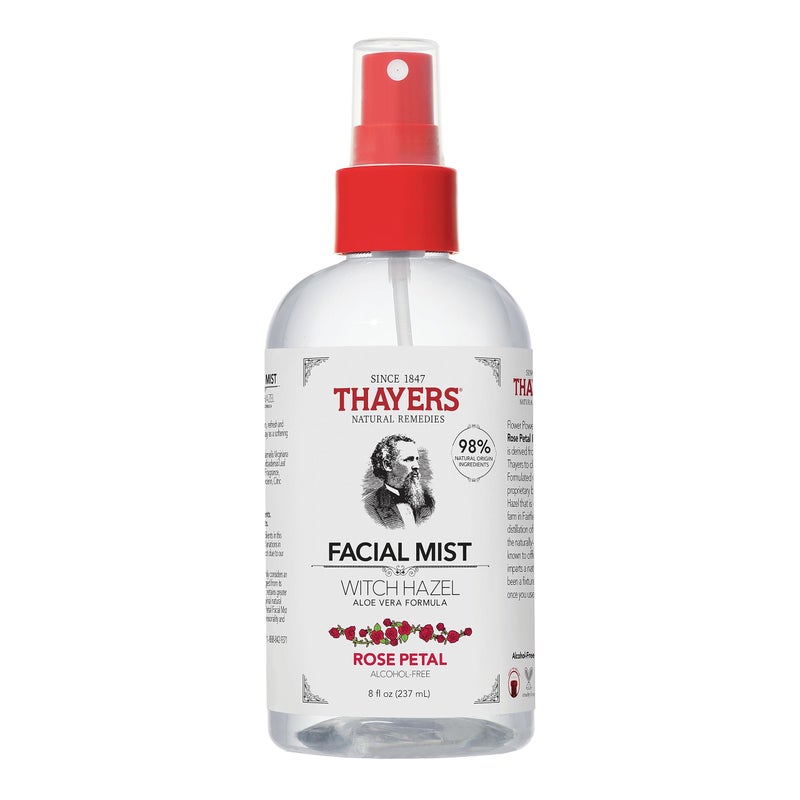 Thayers AlcoholFree Witch Hazel Facial Mist Toner with Aloe Vera Rose Petal Soothing and Hydrating For All Skin Types 8 oz