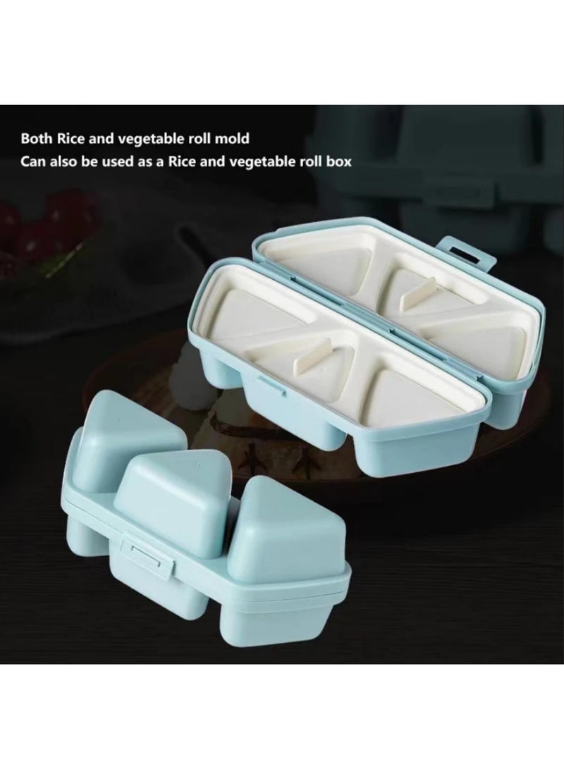 6 in 1 Rice Ball Mold Set Triangle Sushi Maker 6 at Once Cavity Press Foldable Design Non Stick Bottom for Picnic Daily Storing Sushi Making - Image 2