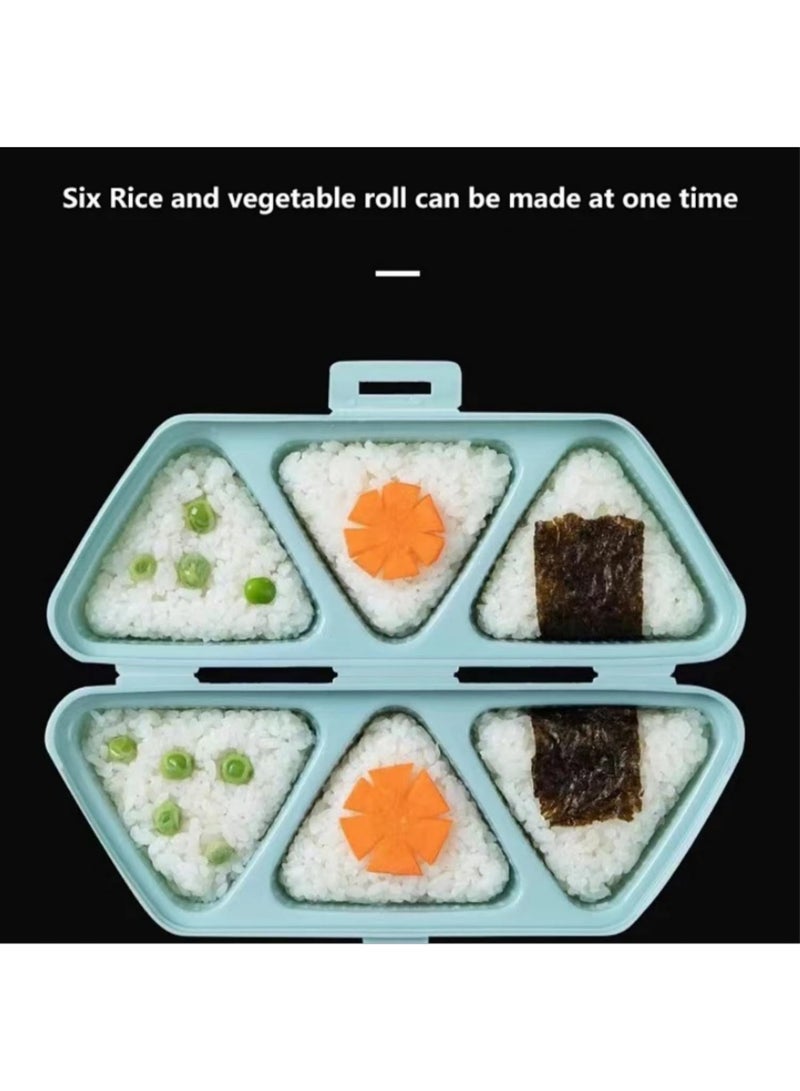 6 in 1 Rice Ball Mold Set Triangle Sushi Maker 6 at Once Cavity Press Foldable Design Non Stick Bottom for Picnic Daily Storing Sushi Making - Image 3