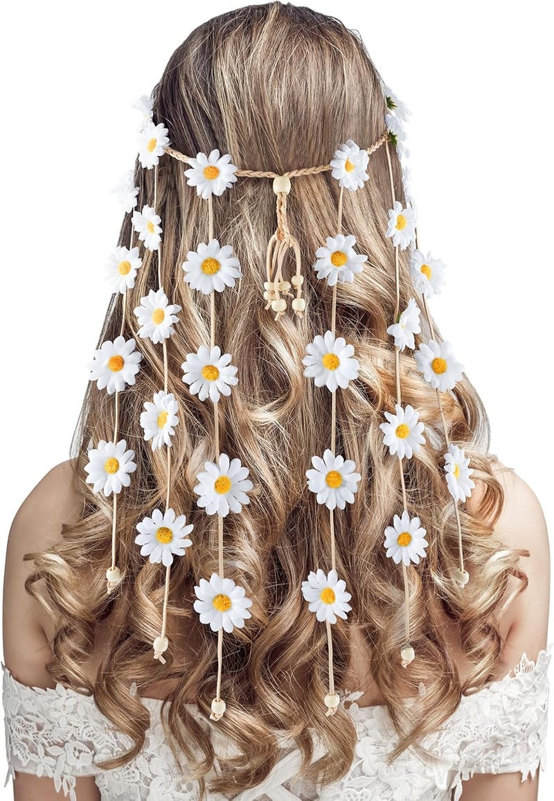 DOCILA Flower Headbands For Women Hippie Floral Hairband Boho Fairy Crown Wedding Parties Outfit Costume Hair Accessories