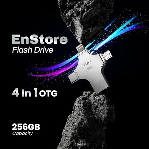 EVM EnStore 4-in-1 OTG 256GB Flash Drive | USB 3.0 | Blazing 100MB/s Read| USB-A Android iOS Lightning Type-C | Smartphones Laptops Tablets | i-FlashDevice HD | 10 Years Warranty (EVM4D/256G) - Image 3