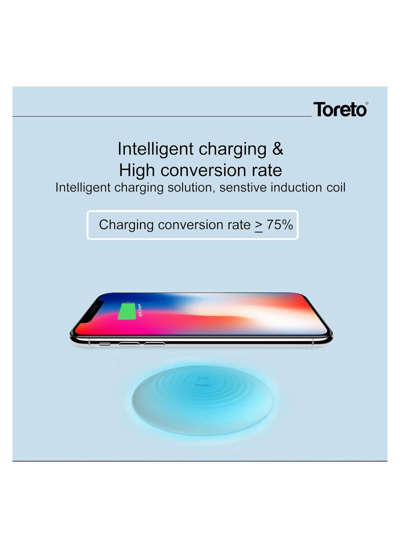 Toreto Toreto Magik-506, Qi-Certified Fast Wireless Charger, Charging Pad Compatible with iPhone/Samsung/LG/Android Mobile Phones (White)  - Image 4