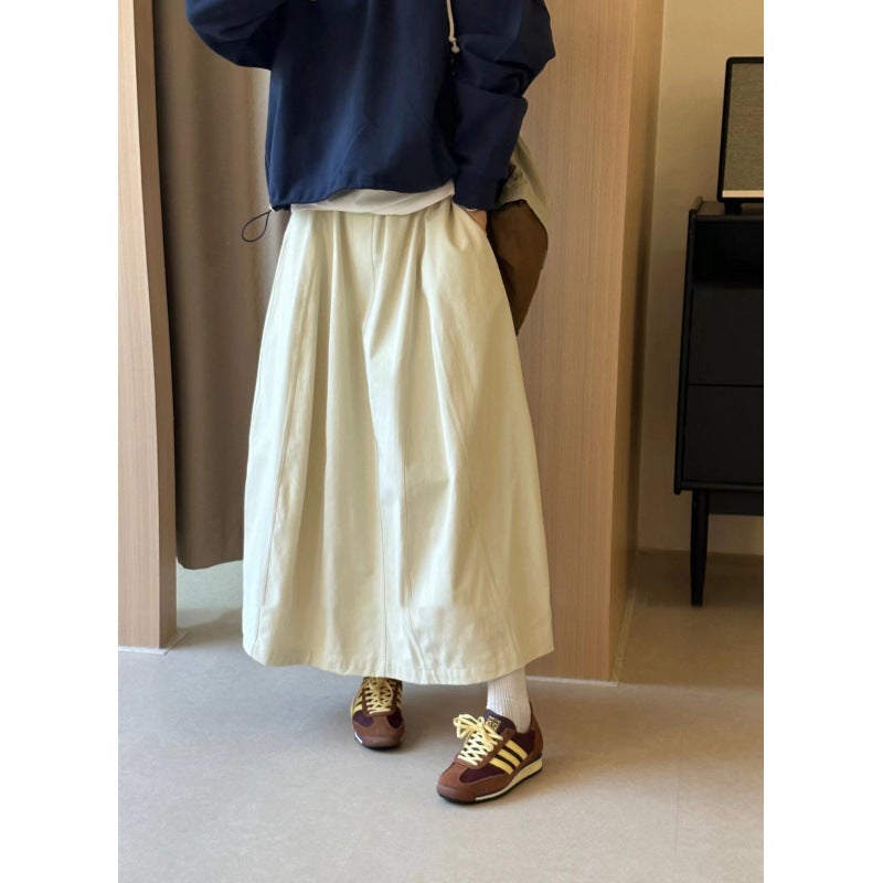 Sugar Candy ~ Autumn Loose plus size Western-style Three-dimensional Cut Profile Mountain Flower Bracts Skirt Workwear Skirt Skirt Off-white
