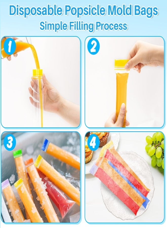 Rainflow 100PCS RAINFLOW Disposable Popsicles Molds Bags - Freezer Ice Pop Bags Sealable For Homemade Fruit Juice Yogurt Fruit Smoothies Healthy Snacks 11x1.9",4.9fl oz - Image 3