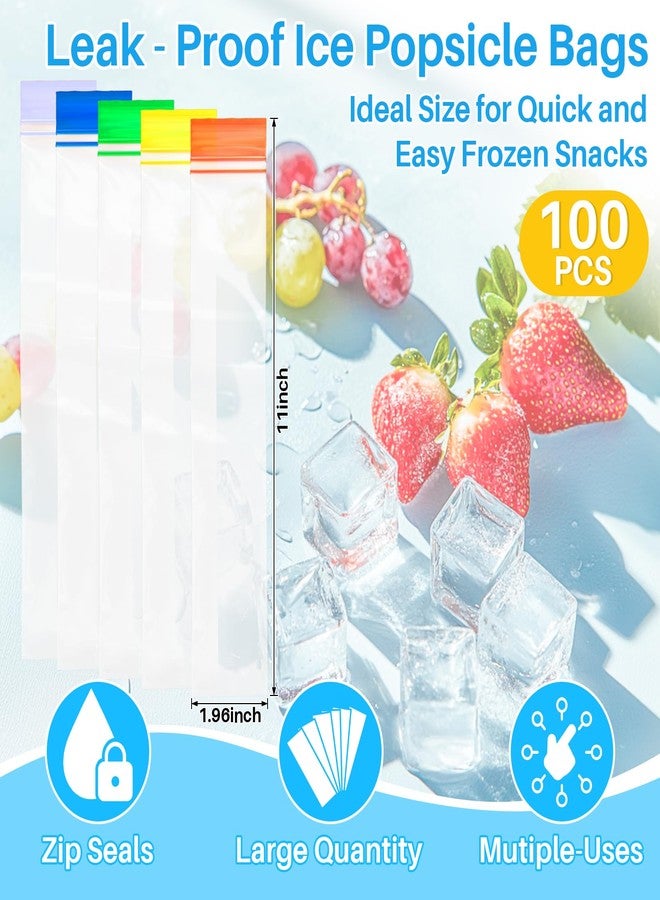 Rainflow 100PCS RAINFLOW Disposable Popsicles Molds Bags - Freezer Ice Pop Bags Sealable For Homemade Fruit Juice Yogurt Fruit Smoothies Healthy Snacks 11x1.9",4.9fl oz - Image 2