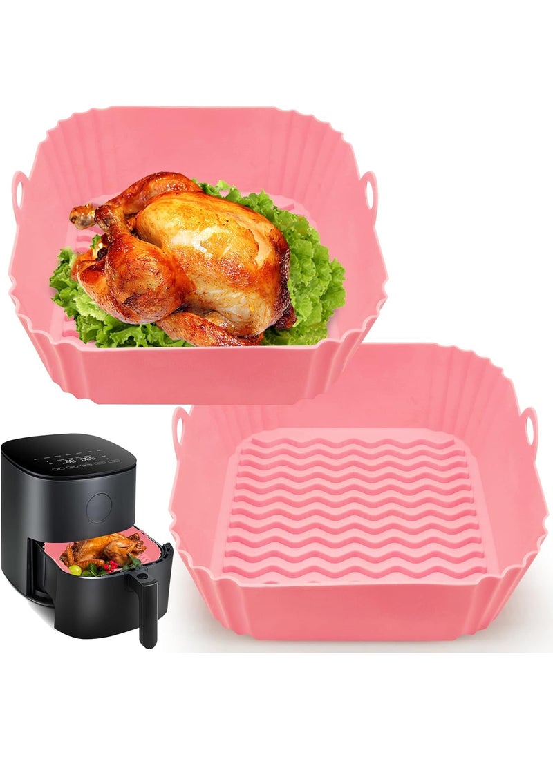 Veterit VETERIT 2 Pack Square Air Fryer Liners Silicone 8 in 4 to 7 QT Food Grade Reusable Heat Resistant Silicone Air Fryer Bowls Inserts Baskets Pots Accessories for Air Fryer Oven Microwave 