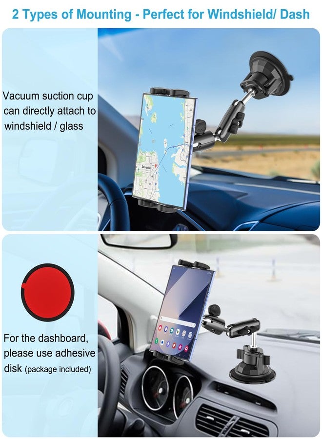 Dosvsi Z Fold Car Holder, [Super Suction Cup] Dashboard Windshield Mount for Foldable Phone, 360° Metal Arm Truck Tablet Phone Stand for Galaxy Z Fold 7 6 5 4 3 2, Pixel Fold, 4-13" iPad, Tab, iPhone - Image 3
