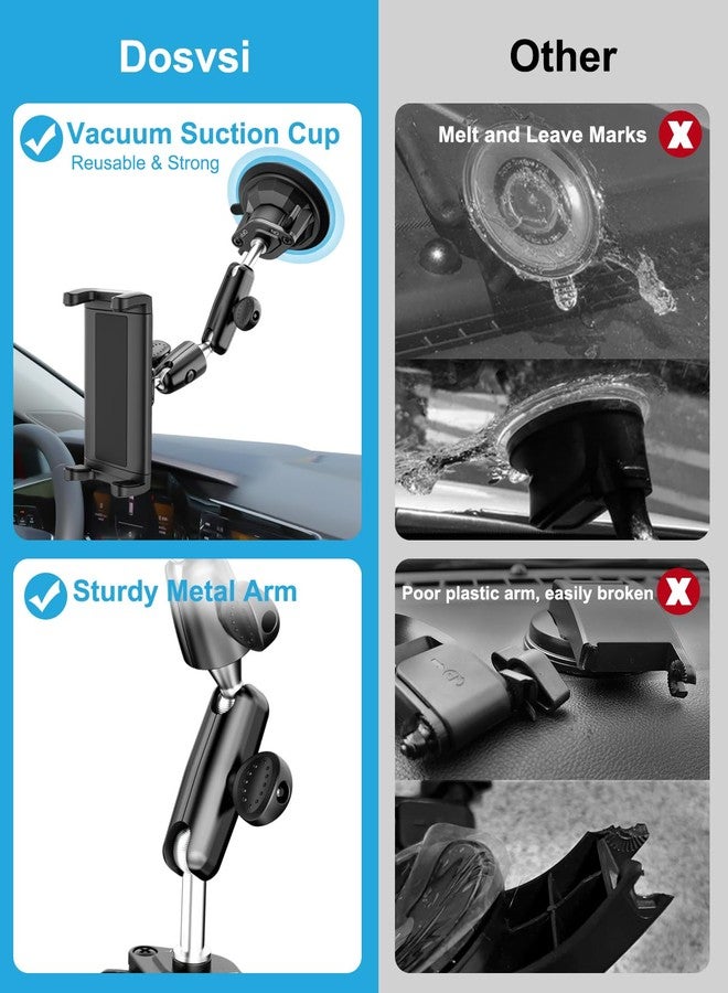 Dosvsi Z Fold Car Holder, [Super Suction Cup] Dashboard Windshield Mount for Foldable Phone, 360° Metal Arm Truck Tablet Phone Stand for Galaxy Z Fold 7 6 5 4 3 2, Pixel Fold, 4-13" iPad, Tab, iPhone - Image 2