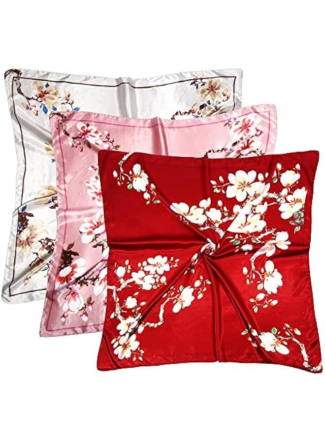 Arabest 3 Pcs Silk Scarf: Satin, Head, Hair, Neck Scarf & Silk Bandana for Women  - Image 1
