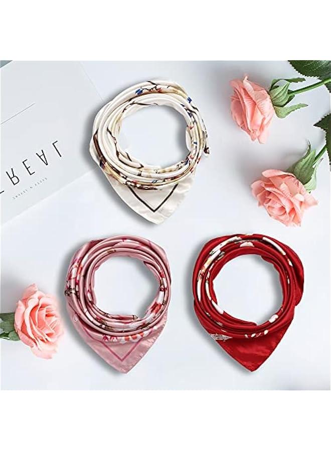 Arabest 3 Pcs Silk Scarf: Satin, Head, Hair, Neck Scarf & Silk Bandana for Women  - Image 4