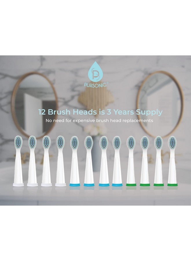 Pursonic Whitening USB Rechargeable Sonic Toothbrush-12 Brush Heads!- 38,000 Brush Strokes Per Minute-3 Brushing Modes with 2 Minute Auto Timer (Green) - Image 3