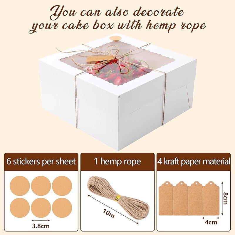 نيواكت صندوق كيك 12 × 12 × 6 انش، 4 عبوات من علب الكيك، حاويات كيك مع اغطية، صناديق خبز للاستعمال مرة واحدة للدونات والفطائر وحفلات اعياد الميلاد والزفاف وعيد الفصح ولوازم تزيين الكيك لتقديم الهدايا - Image 5