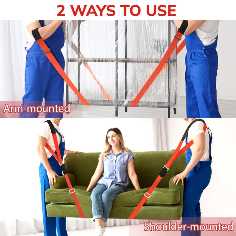 Ytonet Moving Straps, Lifting Straps for Move Furniture, 2-Person Shoulder Lifting and Moving System for Appliances, Mattresses, Heavy Objects up to 800lbs, Furniture Strap Round Sling, Orange - Image 4