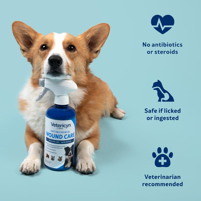 Vetericyn Plus Dog Wound Care Spray | Healing Aid and Skin Repair, Clean Wounds, Relieve Dog Skin Allergies, Safe for All Animals. 16 ounces - Image 2
