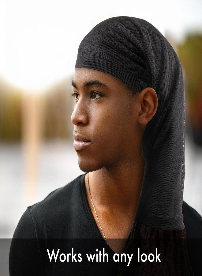 Titan Mesh Dreadlock Cap - Open Back Black 1PC, Shower Cap, Skull Cap, Satin Bonnet, Breathable Hair Cover for Men and Women, Lightweight and Comfortable Design - Image 4