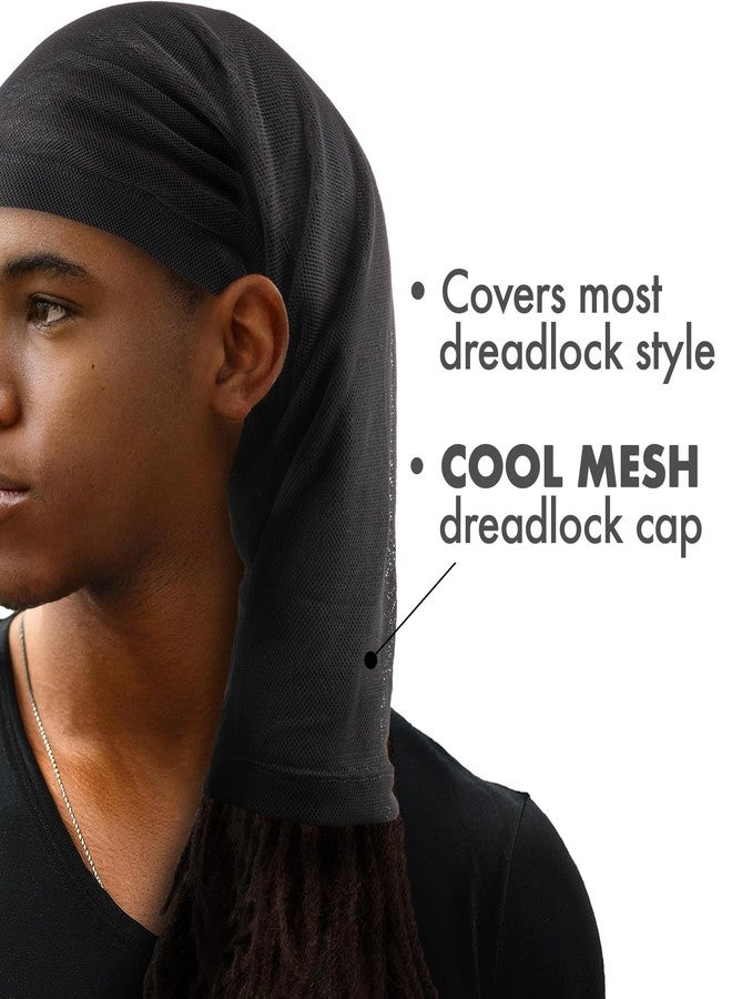 Titan Mesh Dreadlock Cap - Open Back Black 1PC, Shower Cap, Skull Cap, Satin Bonnet, Breathable Hair Cover for Men and Women, Lightweight and Comfortable Design - Image 2