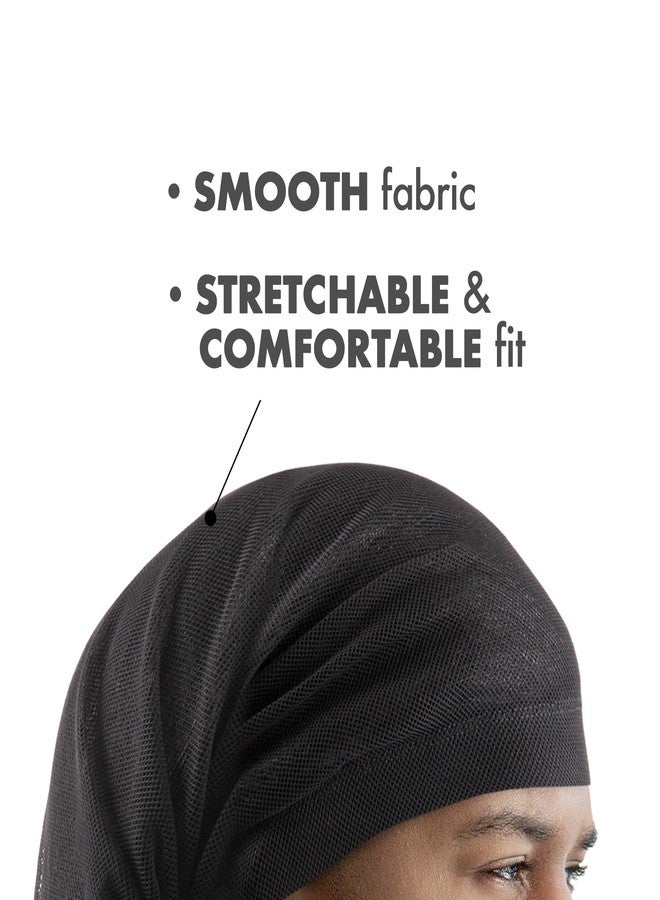 Titan Mesh Dreadlock Cap - Open Back Black 1PC, Shower Cap, Skull Cap, Satin Bonnet, Breathable Hair Cover for Men and Women, Lightweight and Comfortable Design - Image 3