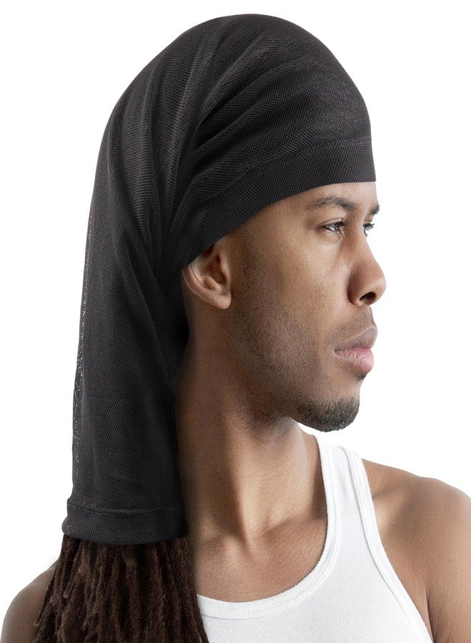 Titan Mesh Dreadlock Cap - Open Back Black 1PC, Shower Cap, Skull Cap, Satin Bonnet, Breathable Hair Cover for Men and Women, Lightweight and Comfortable Design - Image 1